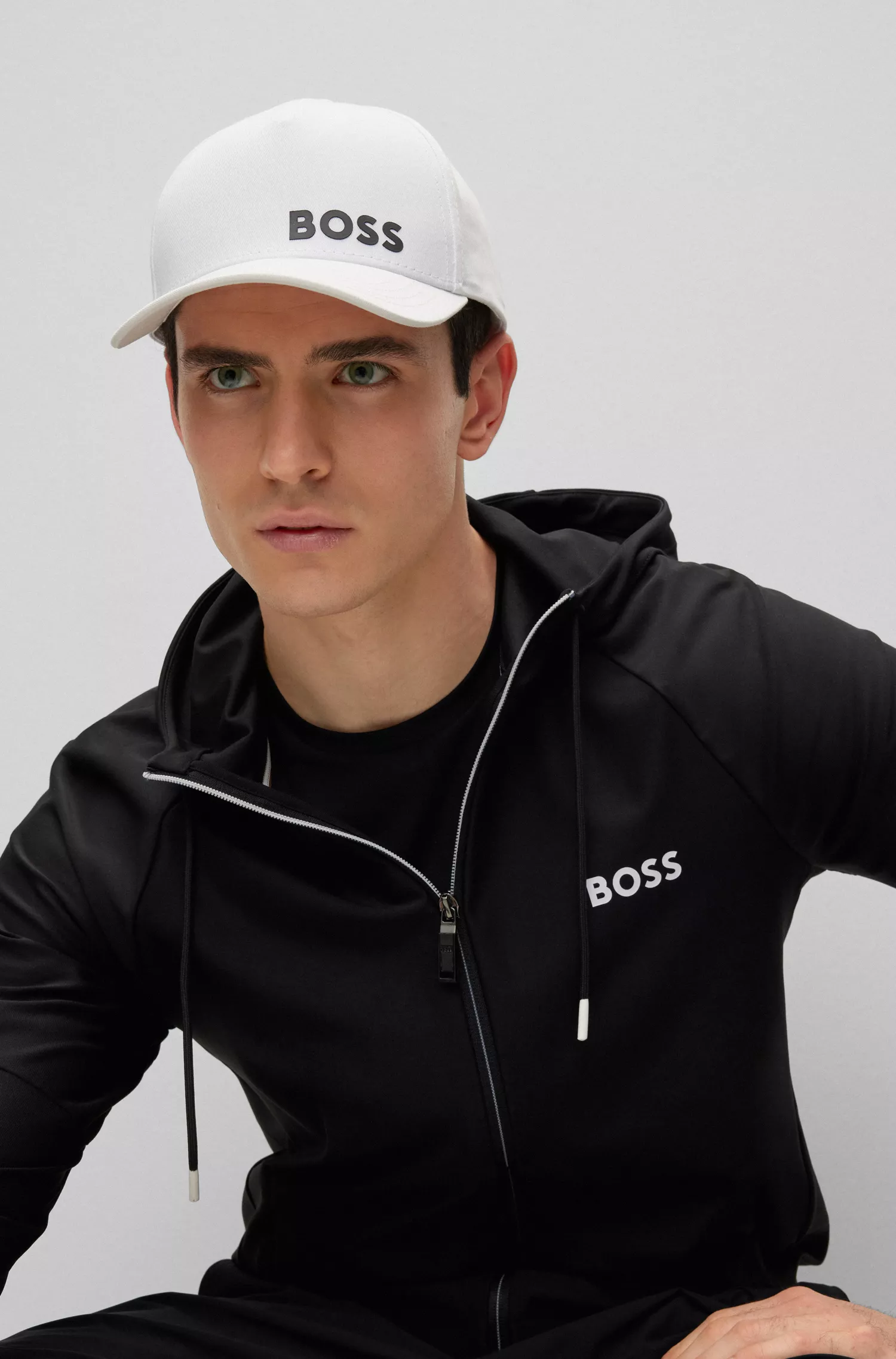 Moletom com capuz BOSS Green-BOSS x Matteo Berrettini com logo em tecido elástico de alta performance.