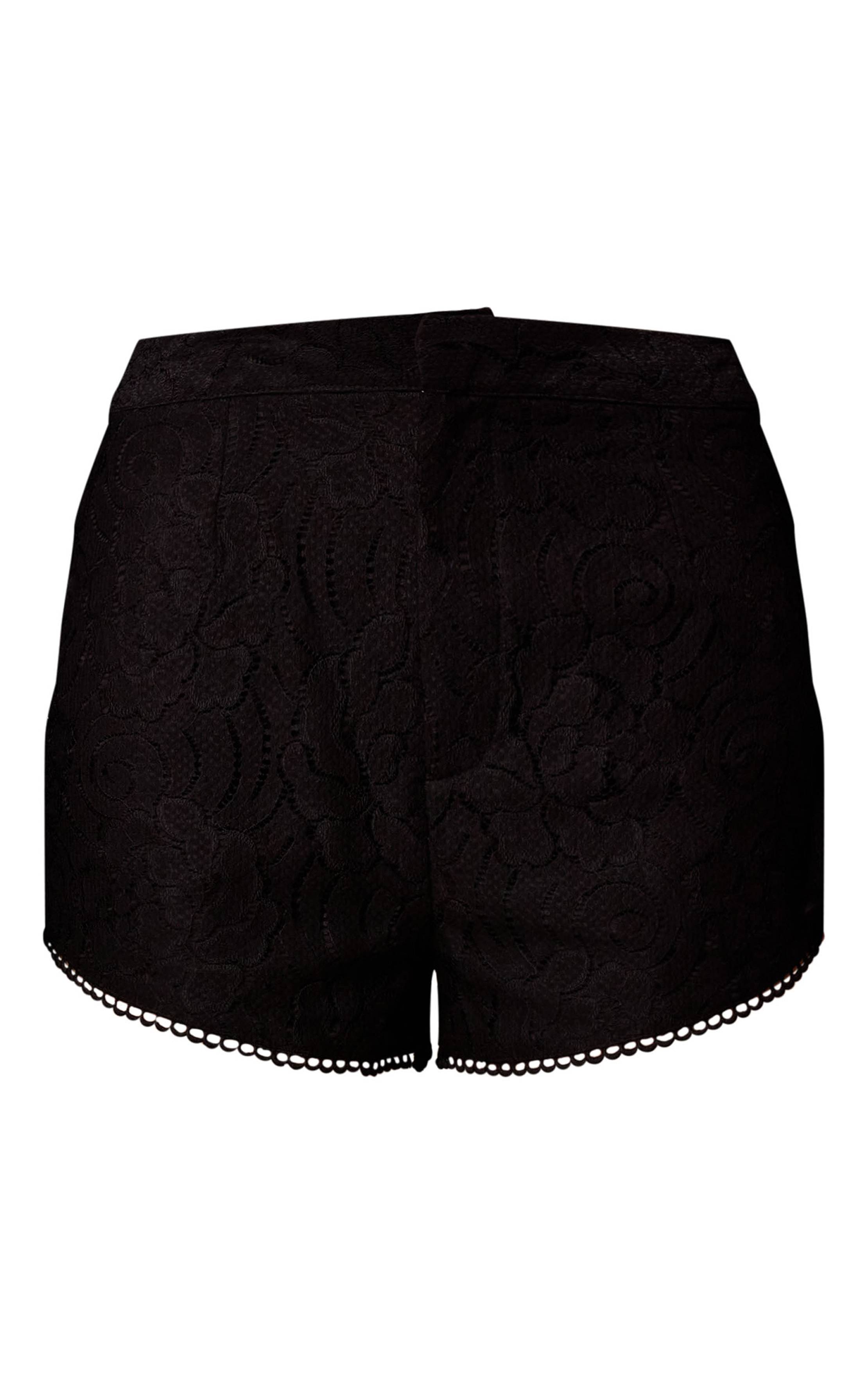 Noir Ensemble Coordonné Short En Dentelle Transparente