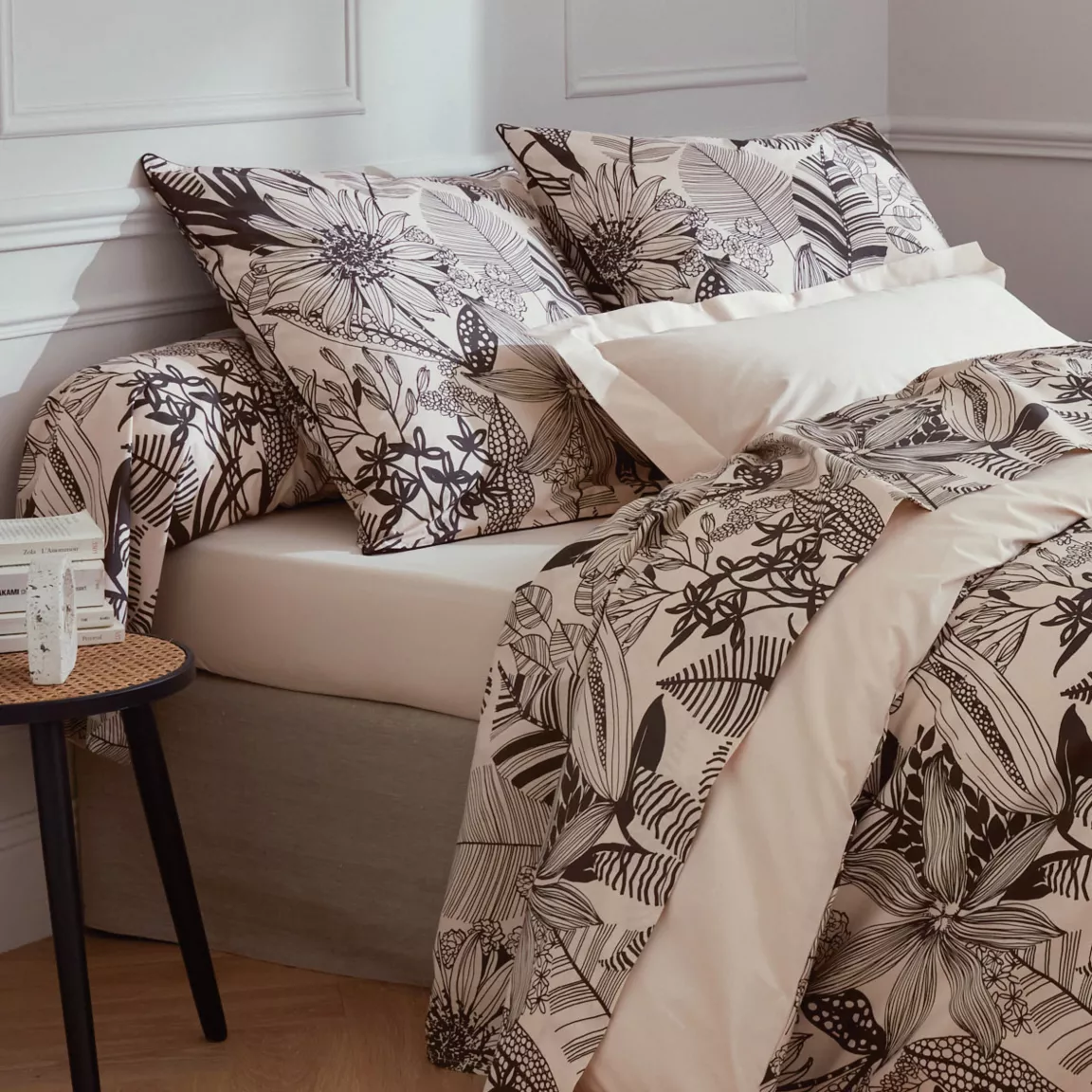 Housse de couette percale de coton (280 x 240 cm) Alba Noire