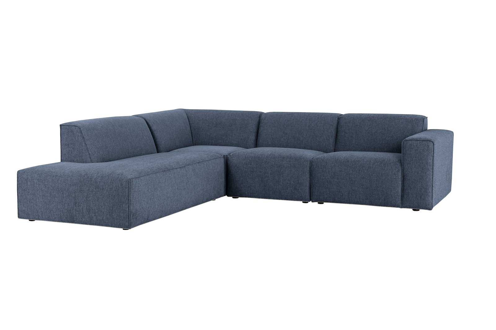 Styl 2-seter med åpen ende venstre Tekstil Brego 16/2 Dark Blue med sorte ben.