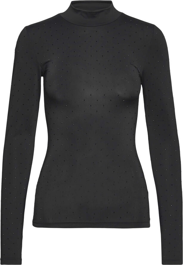 Rosemunde RWStoney LS blouse Black w. rhinestones