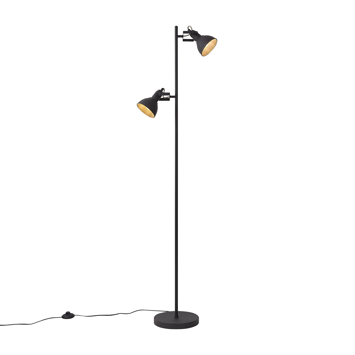 QAZQA IndustriÃ«le vloerlamp zwart 2-lichts - Jakub