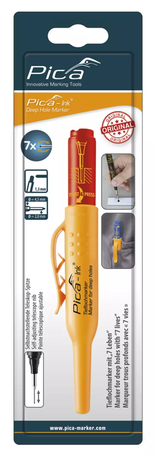 Pica 150/40 Ink Markeerstift voor diepe gaten - Rood