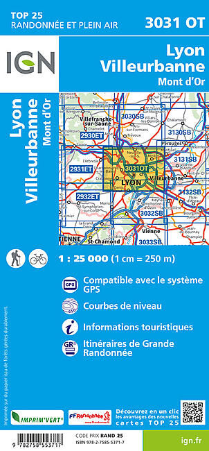 IGN - TOP25 3031 OT LYON VILLEURBANNE 1 25 000