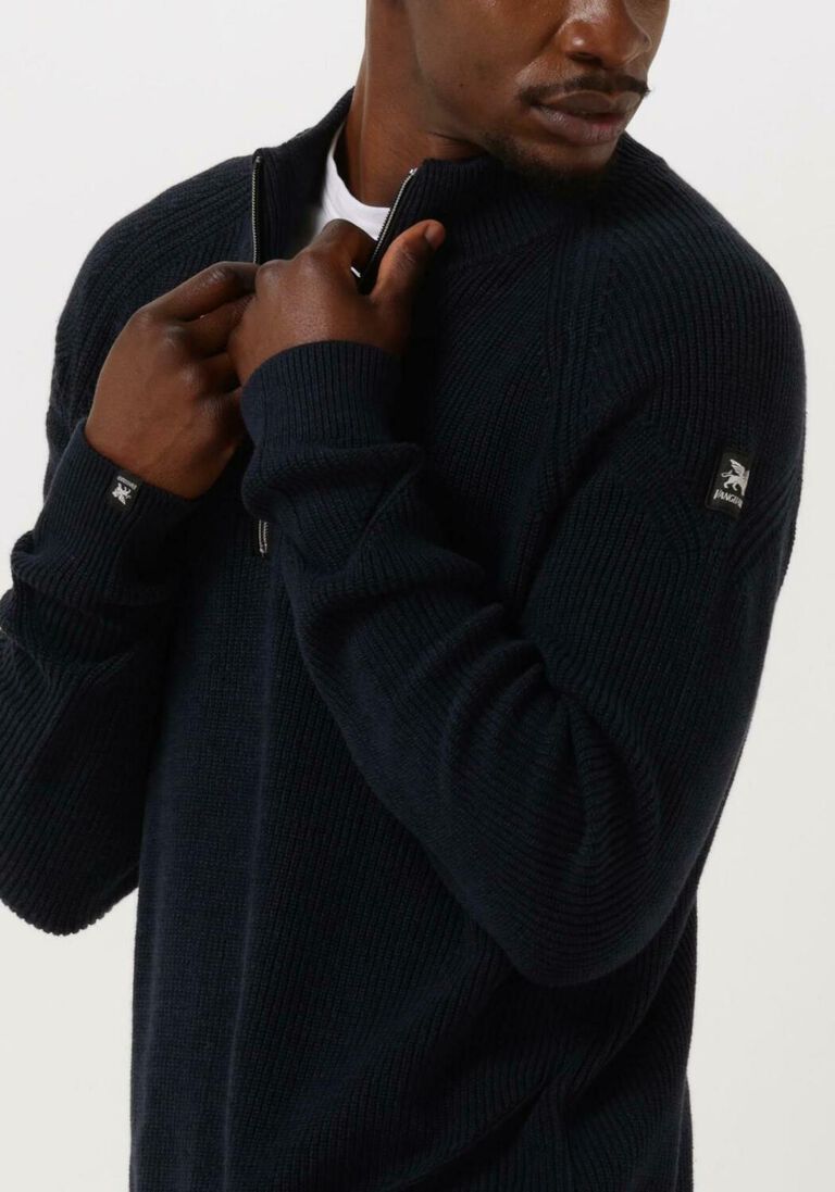 VANGUARD donkerblauwe vanguard trui half zip collar cotton mouline