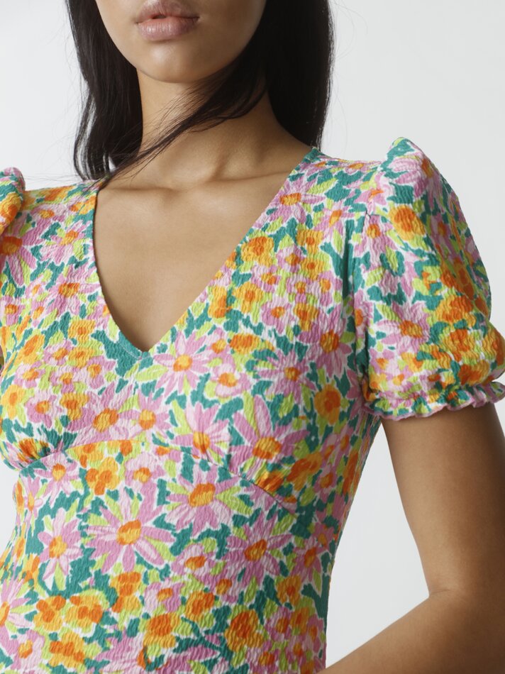 Vestido midi com mangas bufantes - Malva