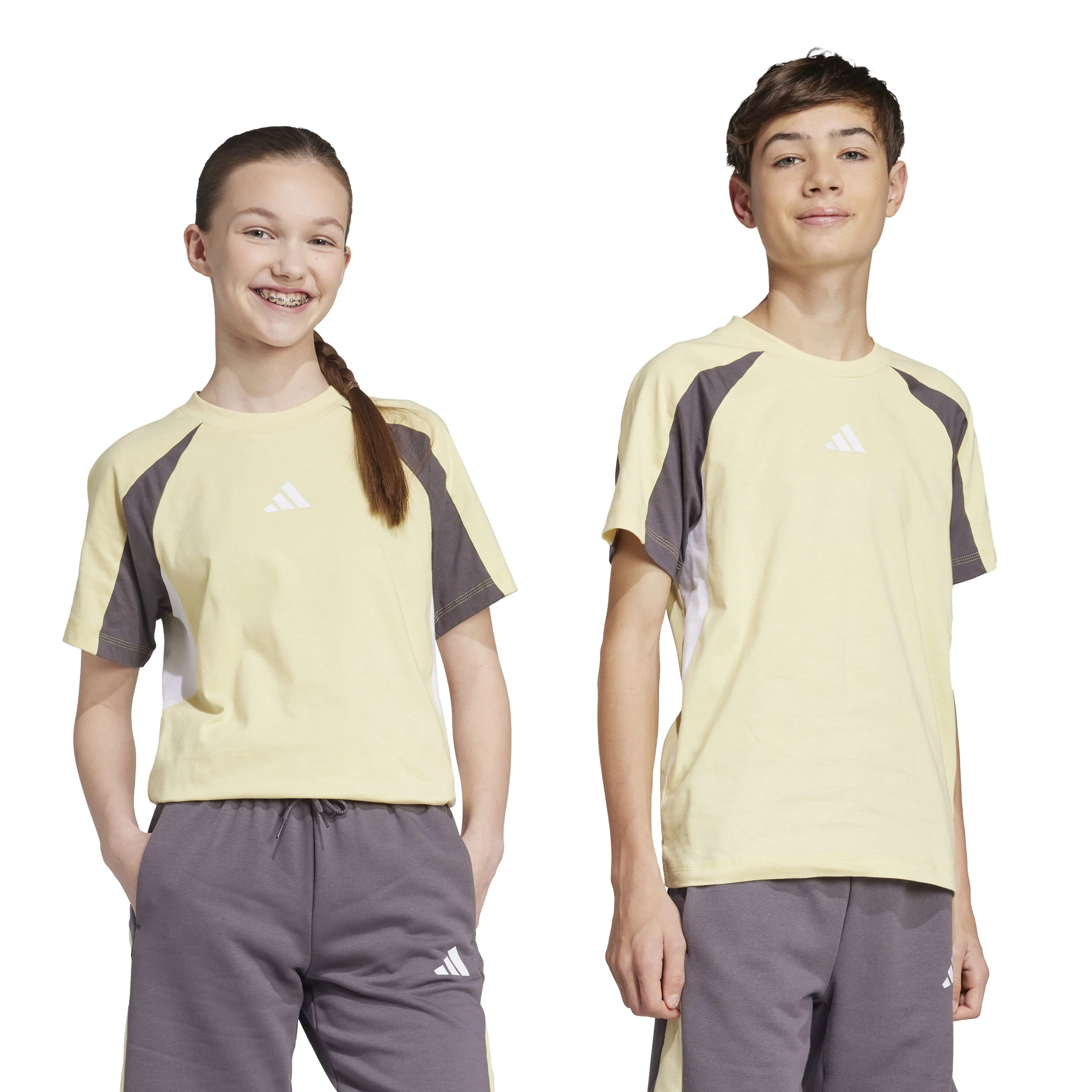 adidas Colorblock T-shirt Enfants - Jaune , Gris Foncé