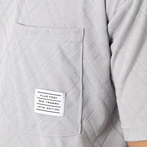 Ensemble Tee Shirt Oversize A Poche Poitrine Et Short Jogging PP6001-6002 Gris