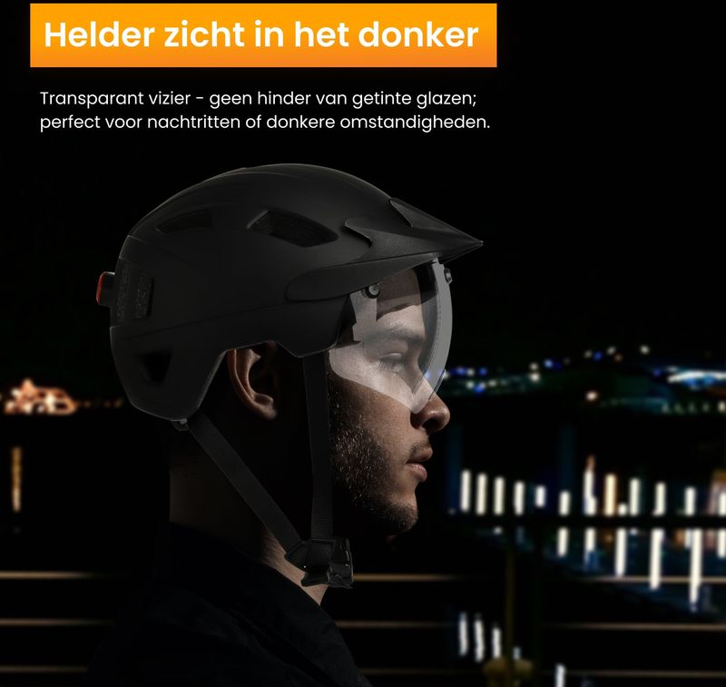 R2B - S-Pedelec Helm - Zwart - Kunststof - Inclusief Vizier