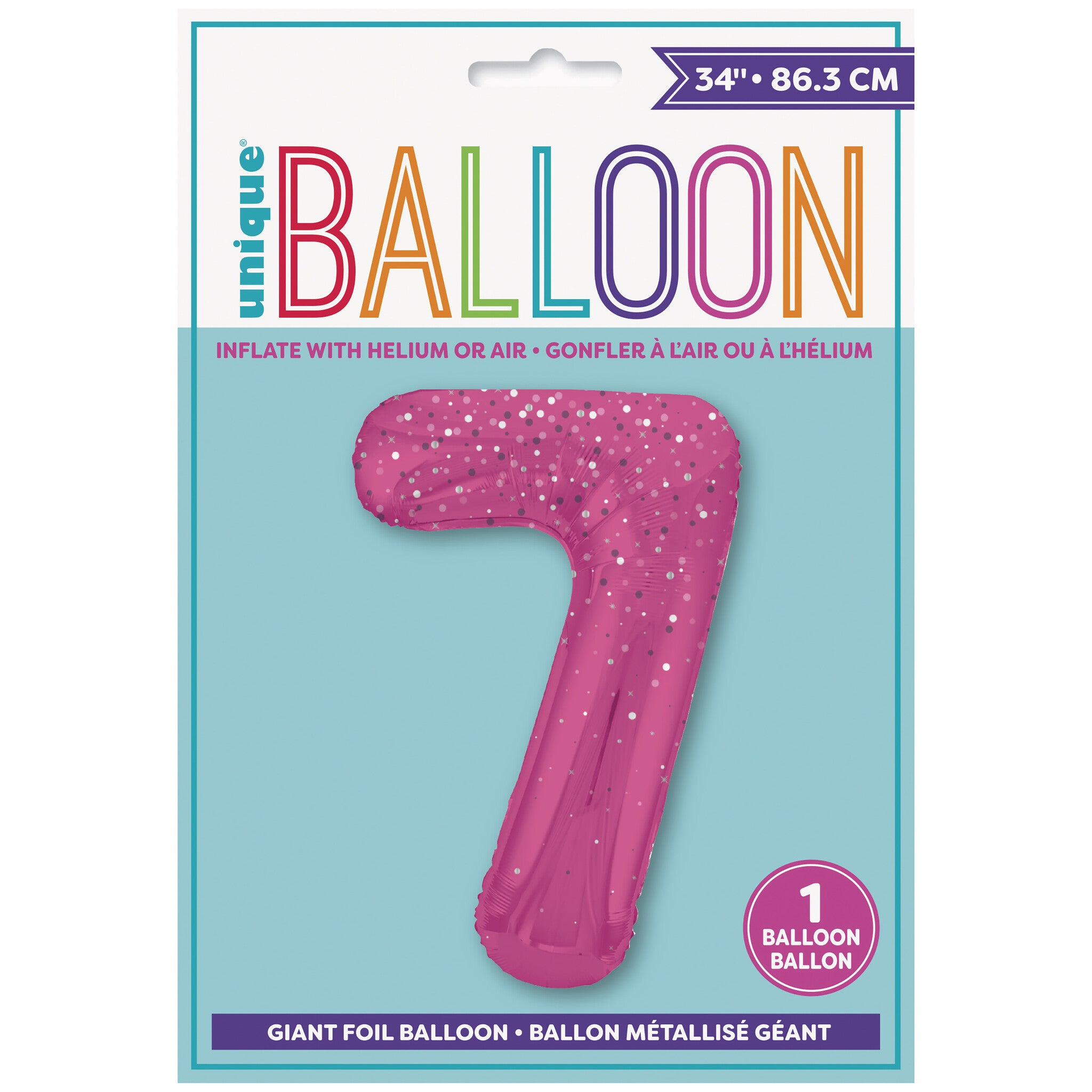 7 Jaar Cijfer Ballon Roze Stippen 86cm