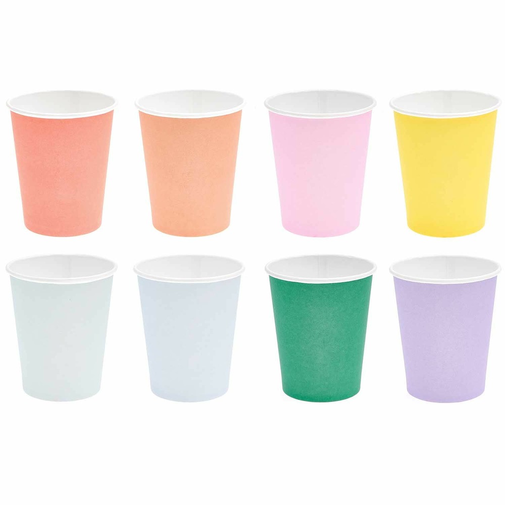 8 gobelets en carton multicolores