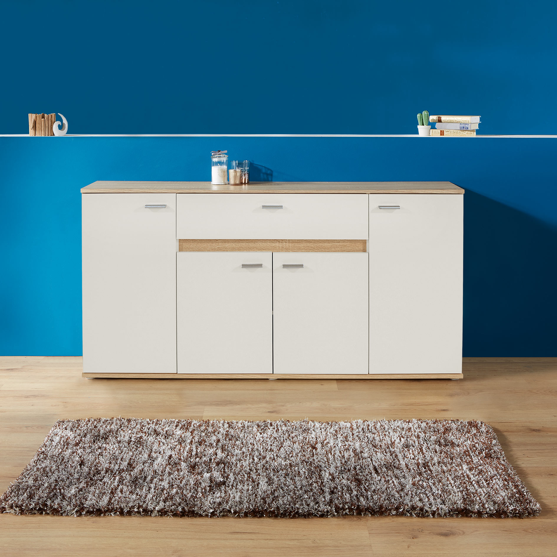Kommode - Sonoma Eiche - weiß - 4-türig - 160 cm