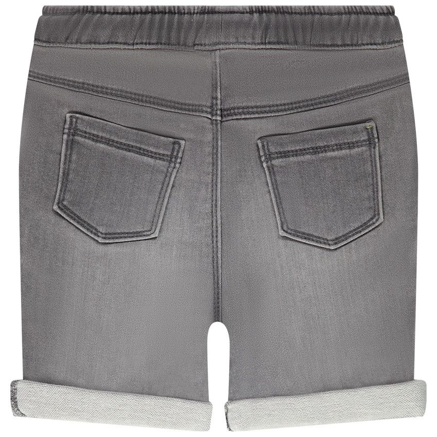 Bermuda en denim uni avec cordon contrasté pour bébé garçon - Gris chiné