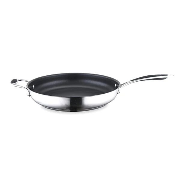 Lot poêle inox antiadhérent et couvercle verre 32 cm Excell'Inox Matho