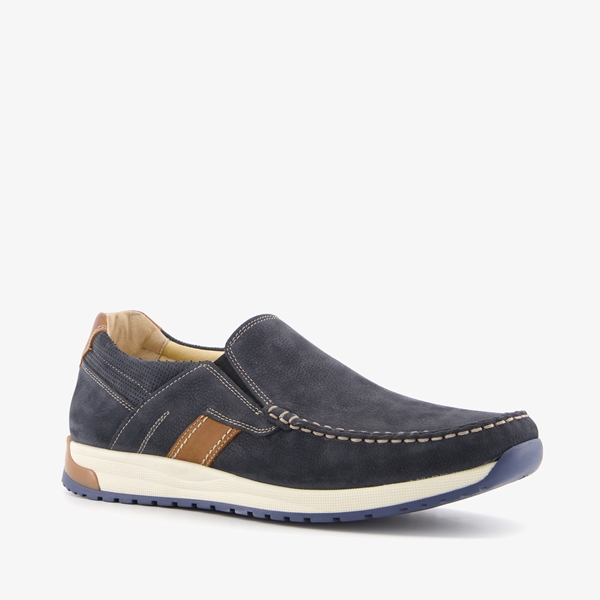 Van Beers leren heren instappers blauw