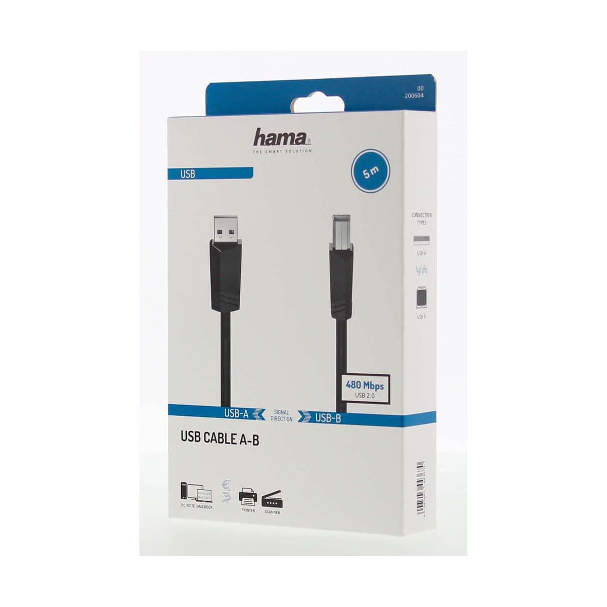 Kabel USB 2.0 480 Mbit/s 5m Svart