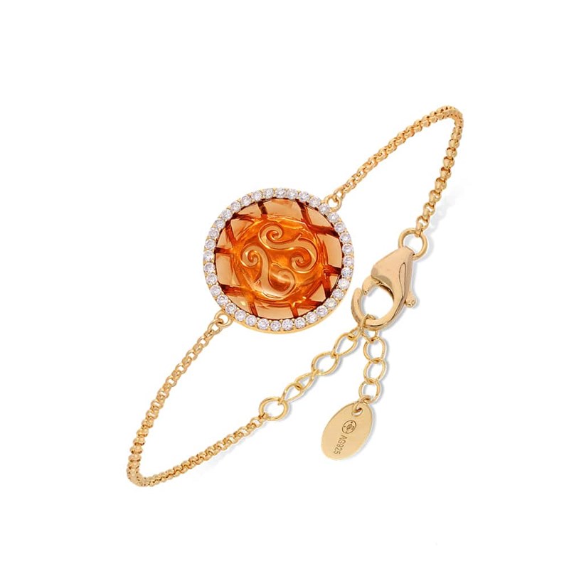 Bracelet Disque Doré Orange
