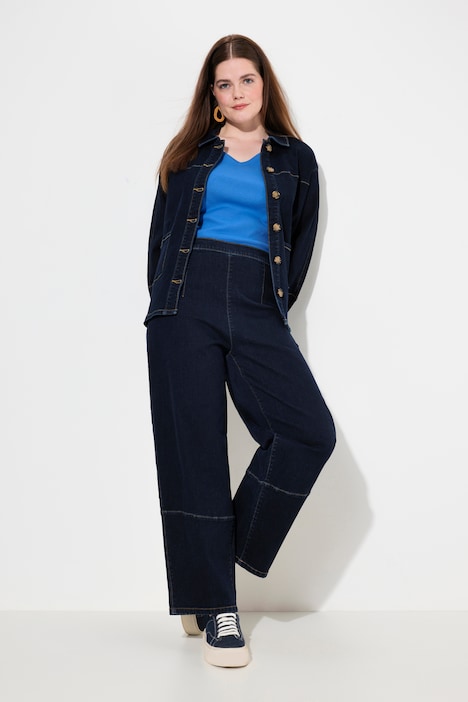 Barrel-Jeans, weites Bein, Komfortbund, Biobaumwolle