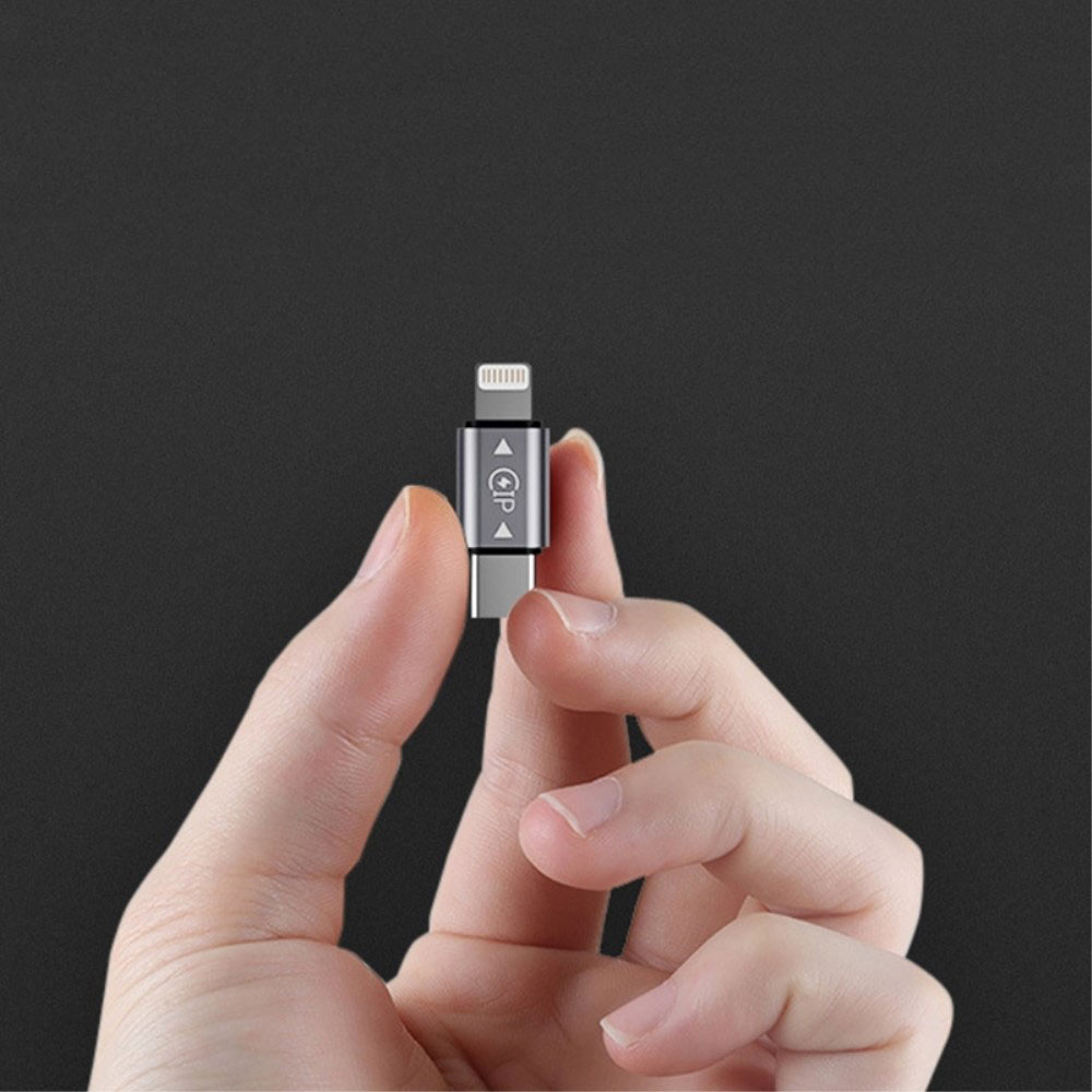 OTG Aluminium USB C auf Lightning Konverter Adapter - Grau