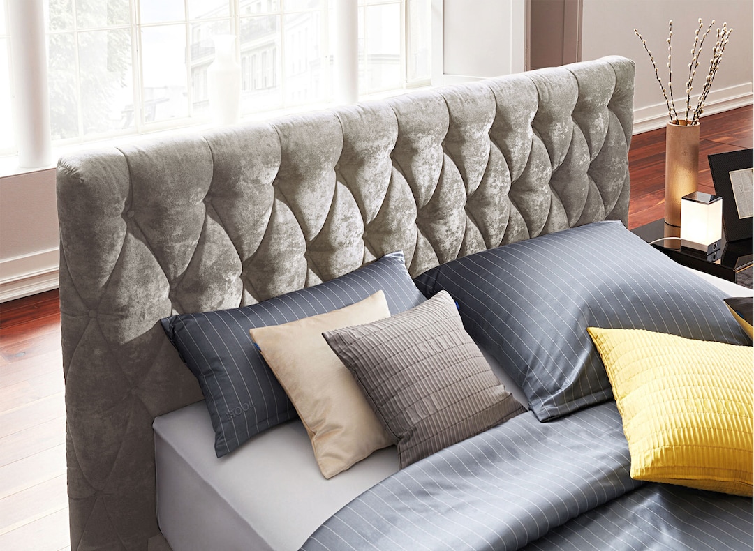 JOOP! Boxspringbett CUBIC CHESTERFIELD 180 x 200 cm grau