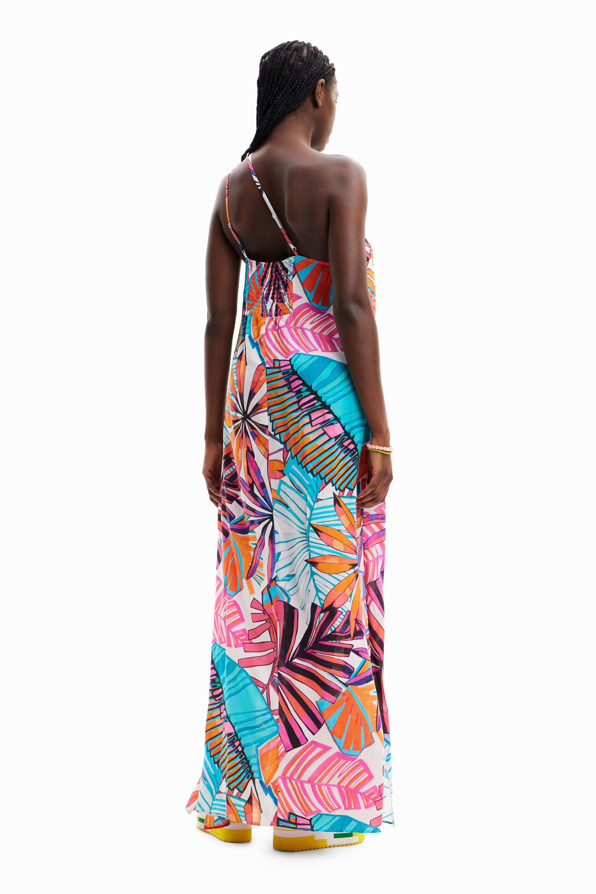 Robe midi asymétrique tropicale