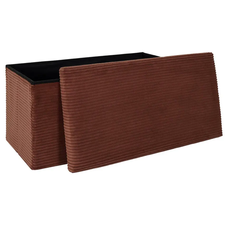 Home Deco Poef - MDF/polyester - bruin terracotta - 76 x 38 cm
