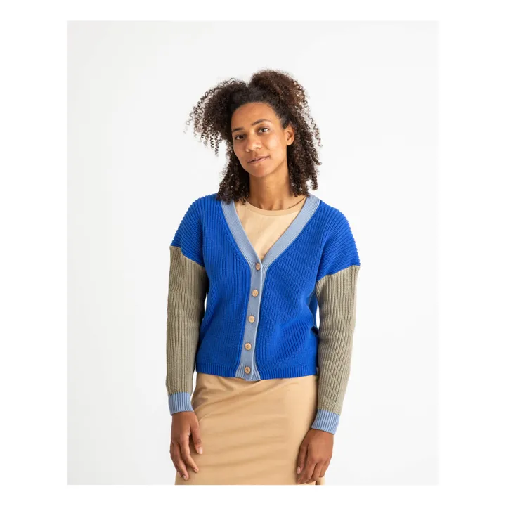 Matona Cardigan Color Block Coton Bio | Bleu roi