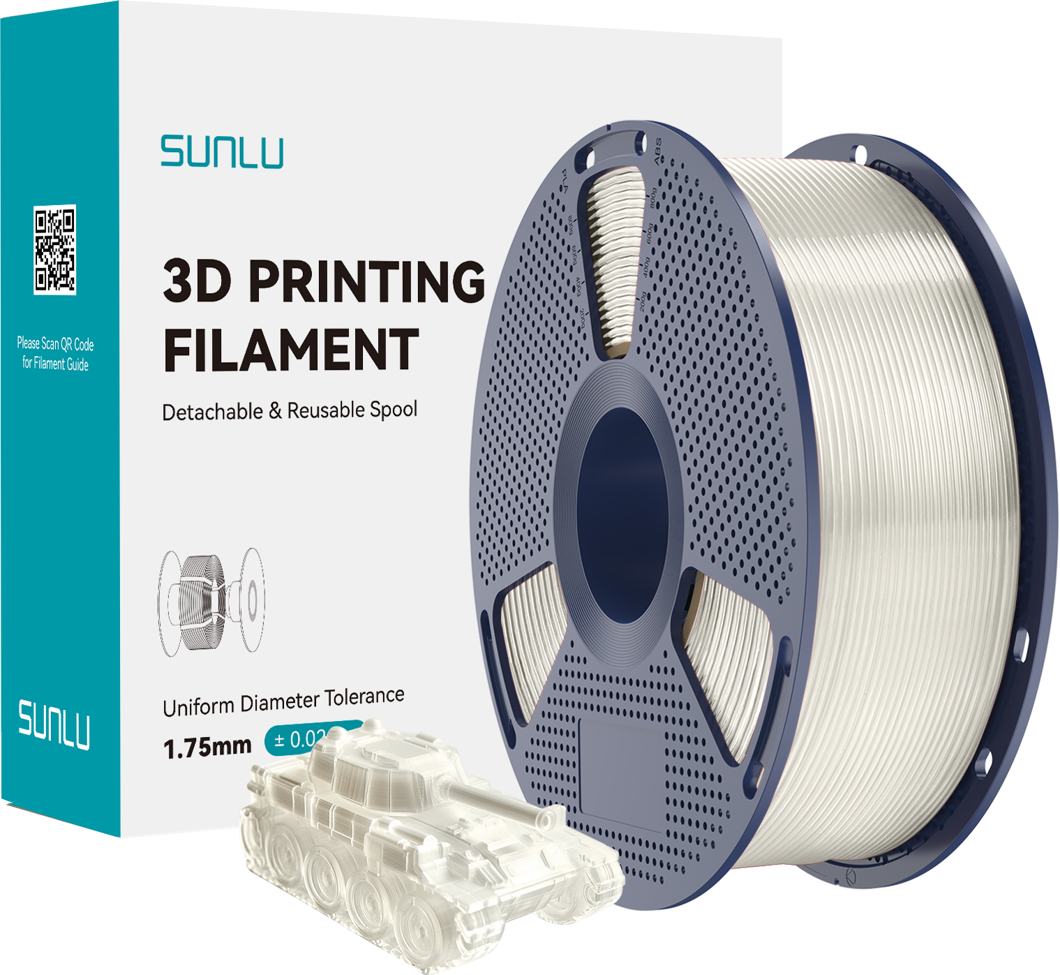 SUNLU  PLA Transparent, 1,75 mm / 1000 g    Biologisch abbaubares PLA Material
