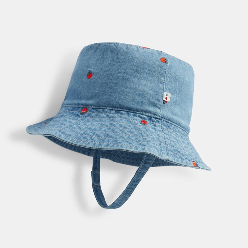 Chapeau de soleil cloche denim bleu bébé fille Bleu