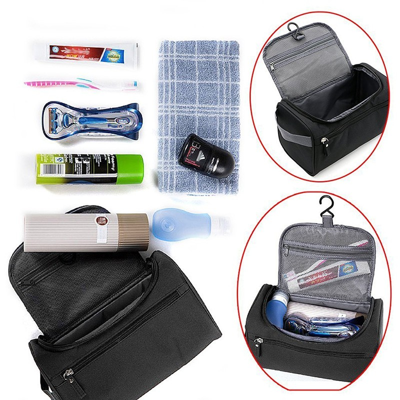 (23x15x12cm) Kosmetik Make Up Tasche Necessaire Organizer Bag mit Reissverschluss - Schwarz