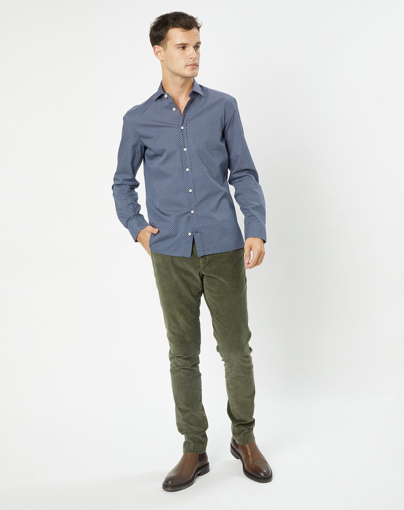 Hackett London Chemise Slim Fit imprimée bleu foncé