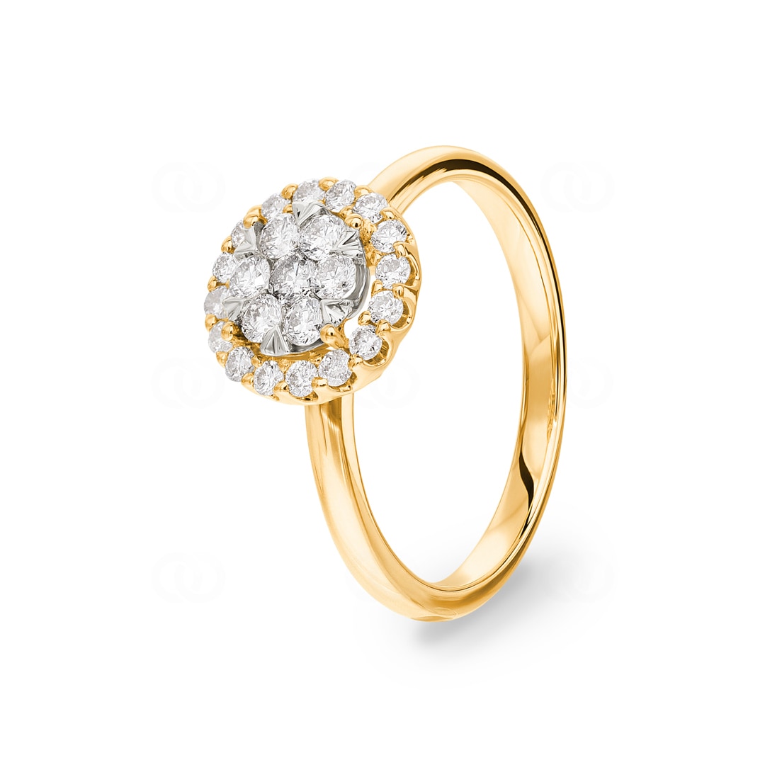 0.50 Karat Diamanten Halo Ring 750/18 K Gelbgold