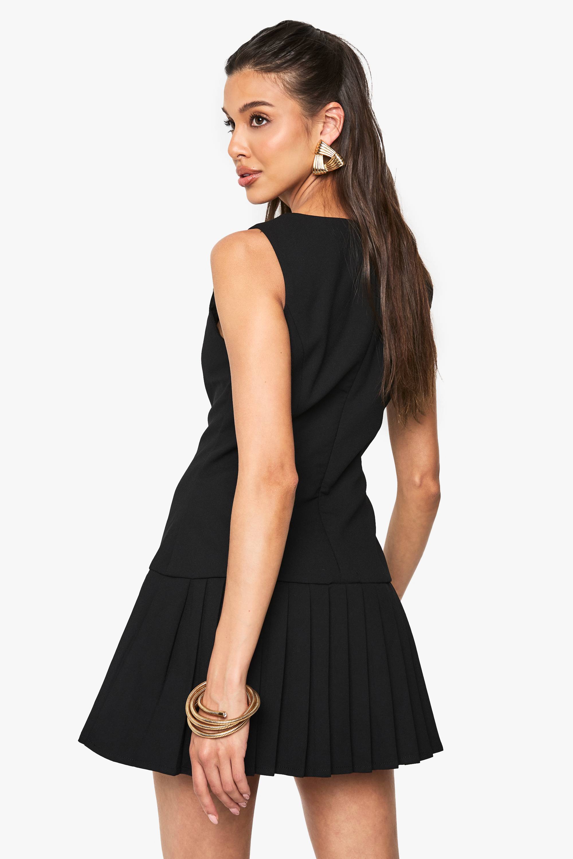 boohoo Robe mini plissée à taille basse