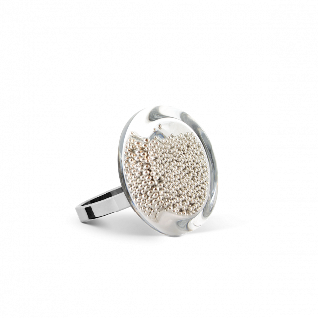 Bague en verre soufflé - Cachou Nano Billes