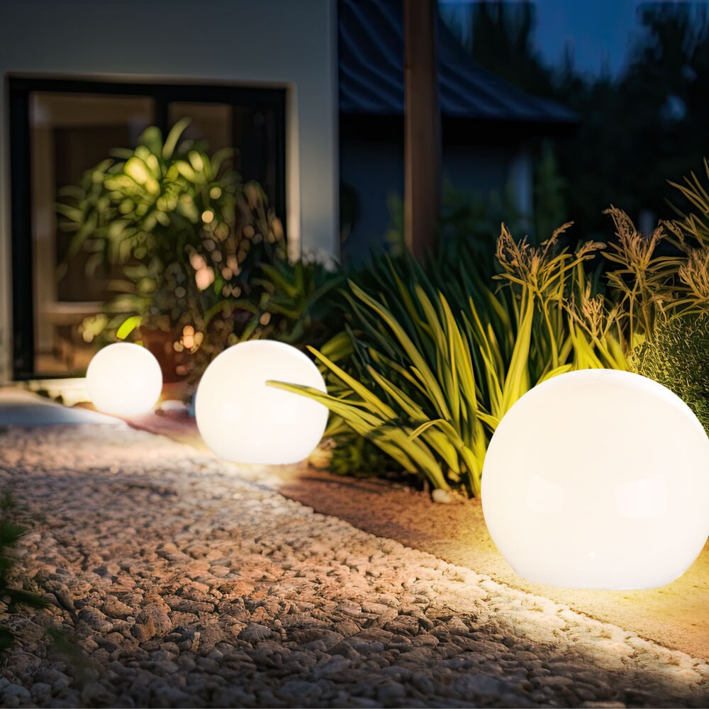5er Set LED Solarkugel weiß, Erdspieß, DxH 10x38 cm