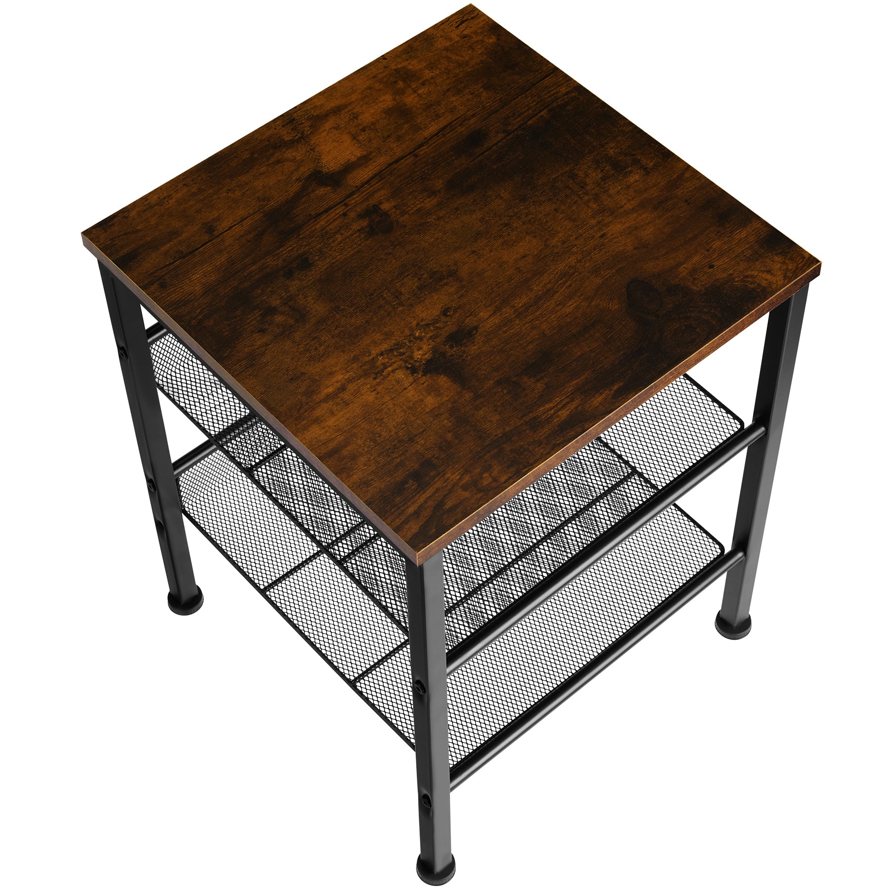 tectake® Beistelltisch, Industrial Style, mit Ablage und 2 Gitterablagen, 40,5 x 40 x 50,5 cm
