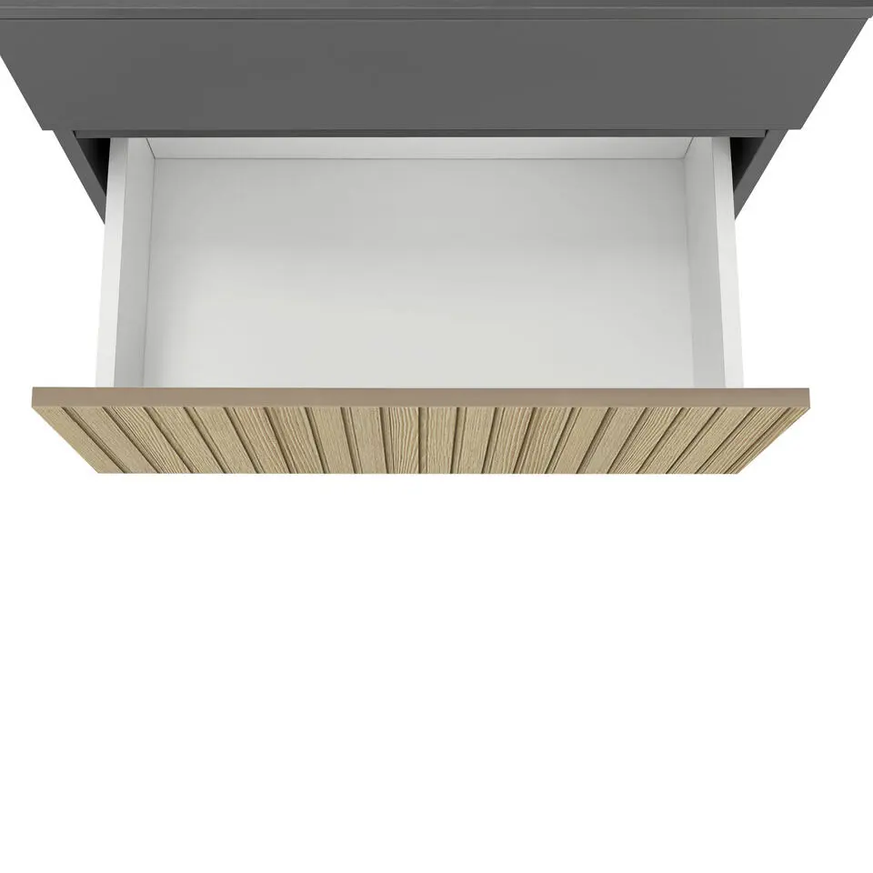 Wisla - Wastafelonderkast 60 cm met 1 klep 1 lade in antraciet eikenoptik