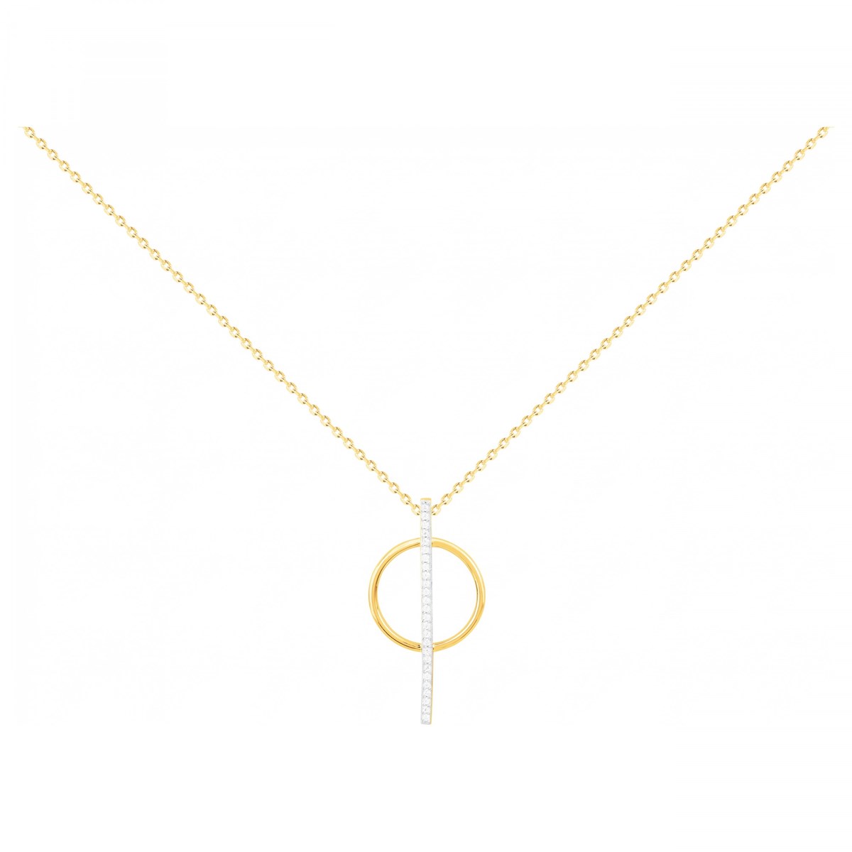 Collier Y en Plaqué Or avec oxyde de zirconium blanc