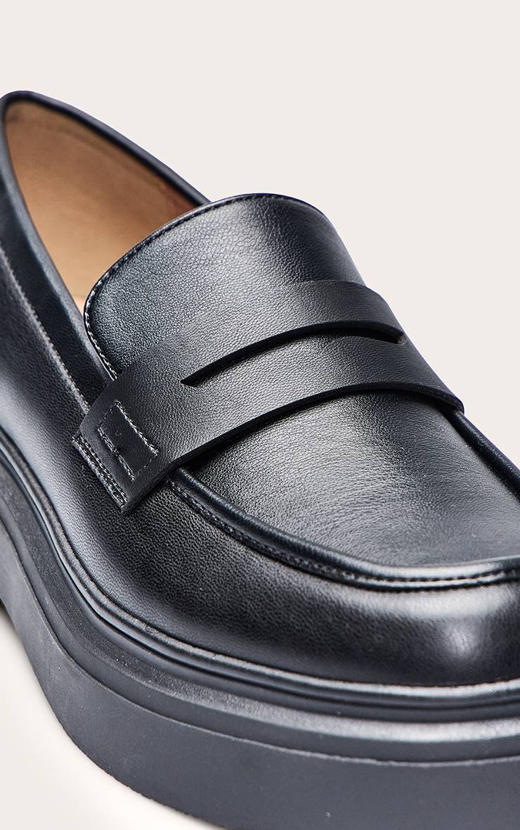Noir Mocassin Basique À Semelle Épaisse En Synthétiquecuir Coupe Large