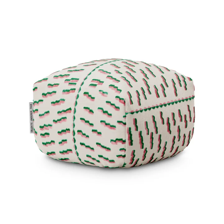 OUT Objekte unserer Tage - Sander Pouf Mini, rosa / grün (Tiger Beat Col. 005 by Dedar)