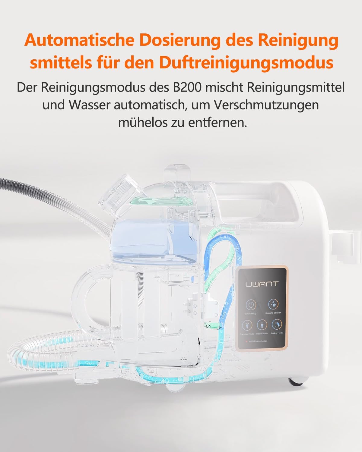 Uwant B200, Polsterreiniger Gerät, 1900W, Dampfreinigungsfunktion | Für Teppiche, Sofas, Vorhänge, Kleidung | 74DB, 12000Pa