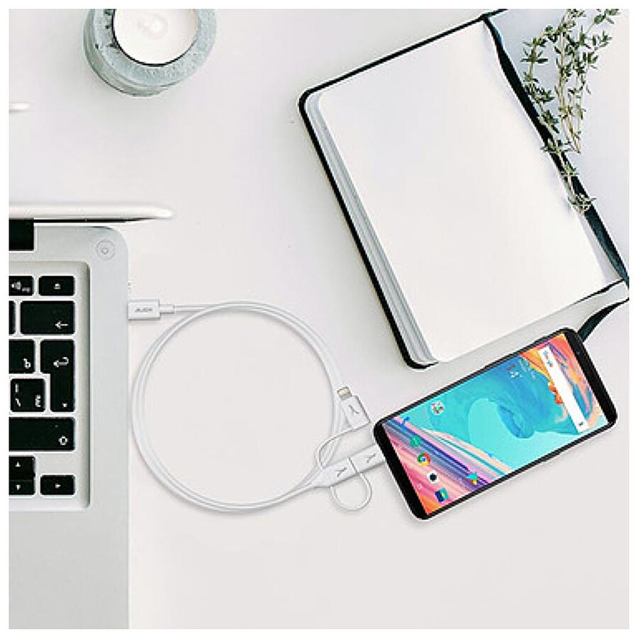 Akashi Câble Eco 3-en-1 USB-C vers USB-C - Lightning - micro USB - 1 m
