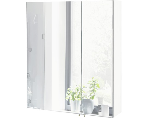 Spiegelkast Möbelpartner Basic 60 x 16 x 70,7 cm wit hoogglans 2-deurs