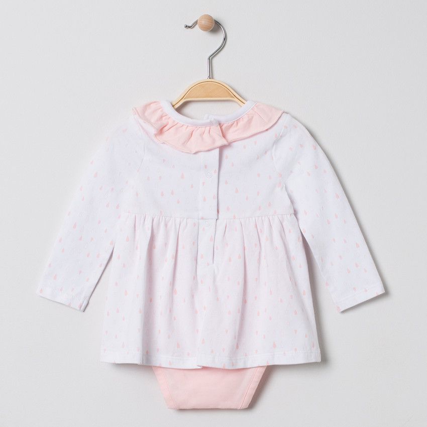 Robe body manches longues avec col volanté - Rose
