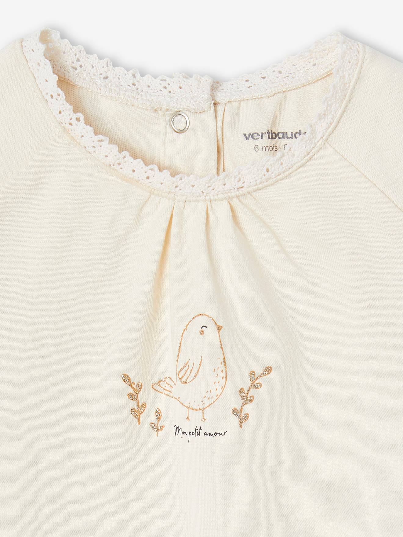 Body de manga comprida para bebê, branco-creme