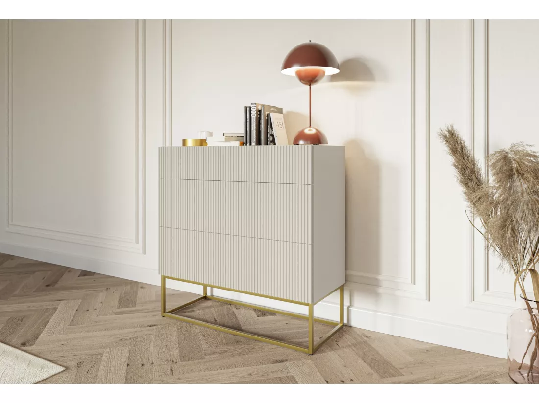 Commode avec tiroirs - 90 cm - taupe (gris-beige) - VELDIO