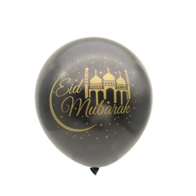 (10er Set) Ø30cm Ramadan Latex Ballons Eid Mubarak Party Deko Luftballons - Schwarz / Gold