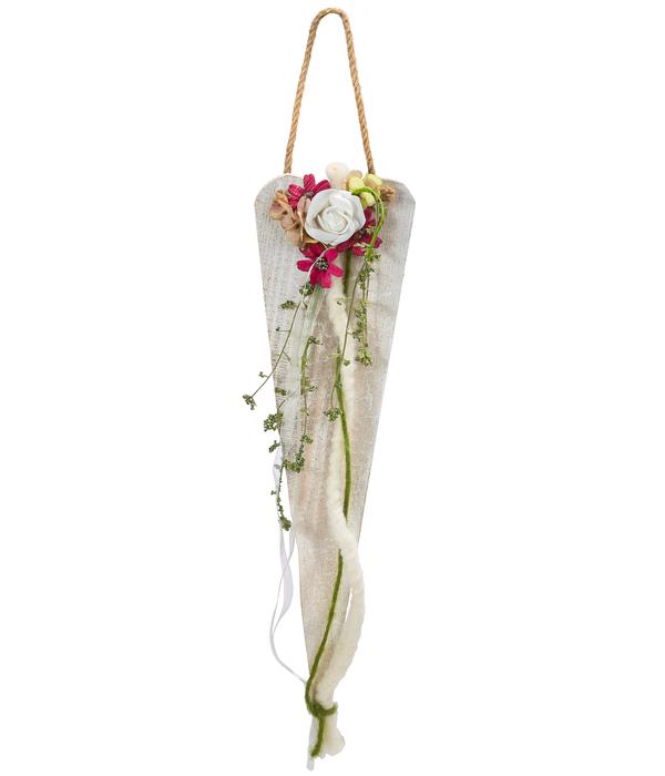 Dehner Holzherz White Flower, ca. B13/H52 cm