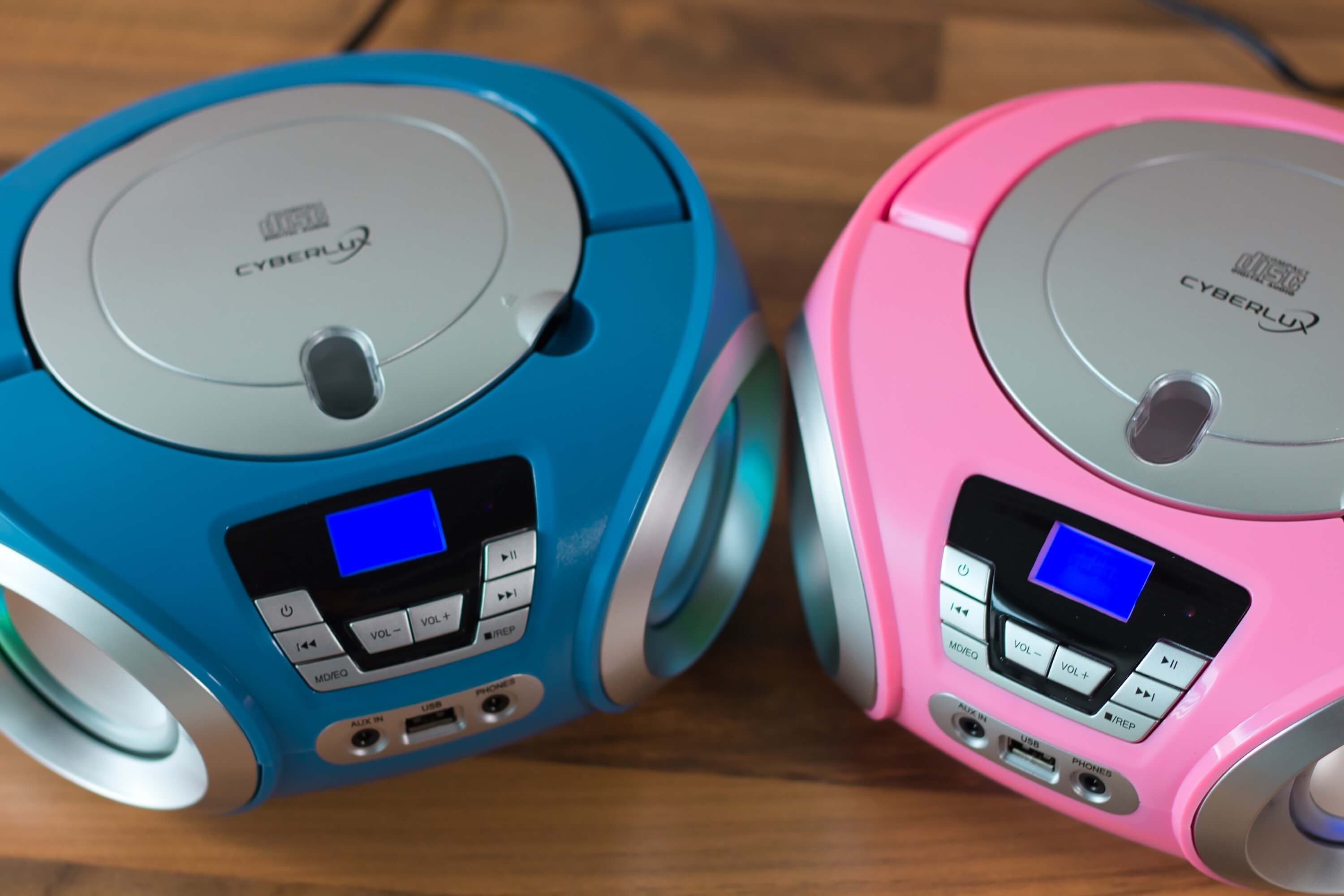 Cyberlux CD-Player mit LED-Beleuchtung CD/MP3 USB Kinder Radio pink