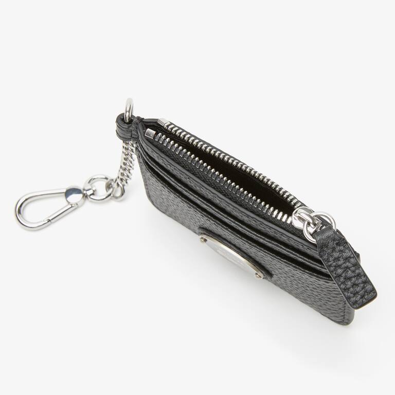 Porte-cartes femme Lacoste avec mousqueton en cuir grainé Portefeuilles & Petite Maroquinerie - Noir - Lacoste - Femme